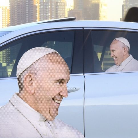 Ride With Pope Car Sticker